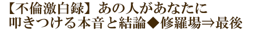 【不倫激白録】あの人があなたに叩きつける本音と結論◆修羅場⇒最後