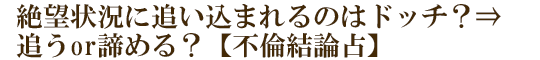 絶望状況に追い込まれるのはドッチ？⇒追うor諦める？【不倫結論占】