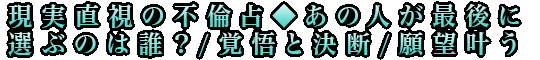 現実直視の不倫占◆あの人が最後に選ぶのは誰？/覚悟と決断/願望叶う